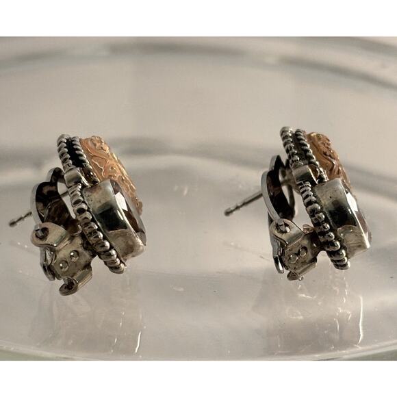 Stephen Dweck Sterling Flower Carved Crystal & Faceted Smokey Quartz EARRINGS - Picture 6 of 7